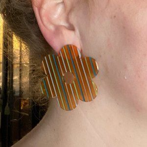 Cities in Dust Amber Stripe Acetate Daisy Earrings